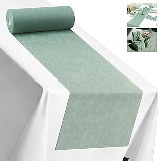 Vlies Tischläufer Eukalyptus Grün 30cm x 35m Tischläufer Salbeigrün Dekoratives Tischband für Taufen, Kommunionen, Hochzeiten, Geburtstage, Weihnachten und andere Feierlichkeiten, 30g/㎡