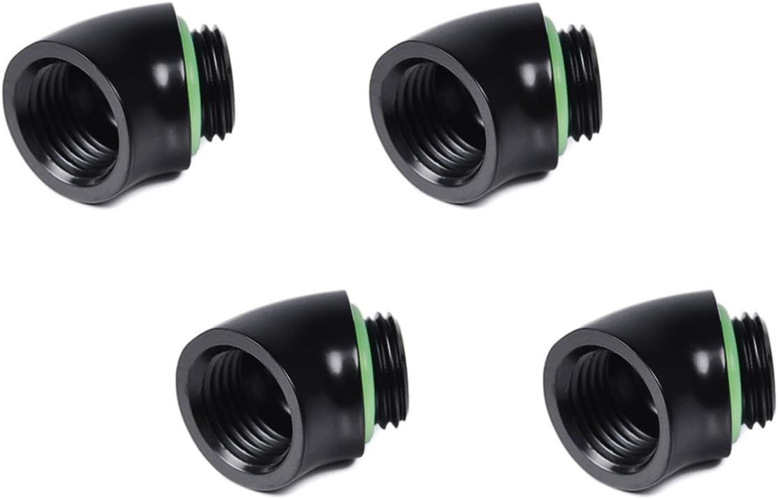 Barrow G1/4" Male to Female Extender Fitting, 45 Degree Angle, Black, 4-pack