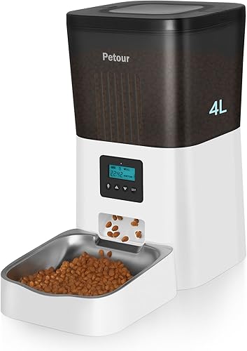 Comedero automático para gatos, control de porciones de alimentador cronometrado para gatos, 1 ~ 4 comidas diarias, 9 porciones por comida, con