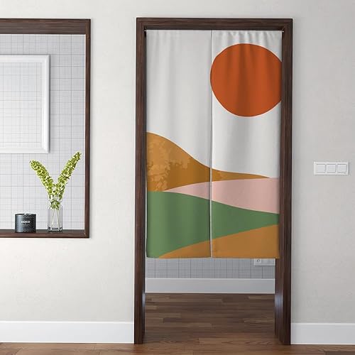 Miniatura 3 de Feblilac Sunset Mountain Noren - Cortina de puerta de estilo japonés, impresión artística para ventana, decoración de cocina, decoración
