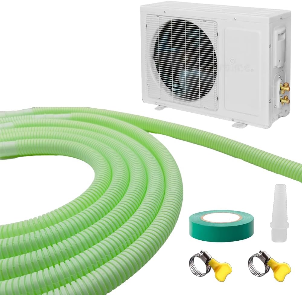 New Version 50ft Mini Split Air Conditioner Drain Hose, 5/8" I.D Universal Mini Split Hose Line, Outdoor Durable Eco-Friendly Anti-Aging Air Conditioning Parts and Accessories