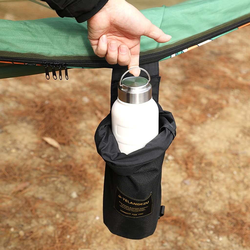 Camping Hammock, Anti-Rollover Hammock with Mosquito Net, 210t Nylon Hammock, Single and Double Outdoor Hammock, Portable Quick-Open Hammock (A)