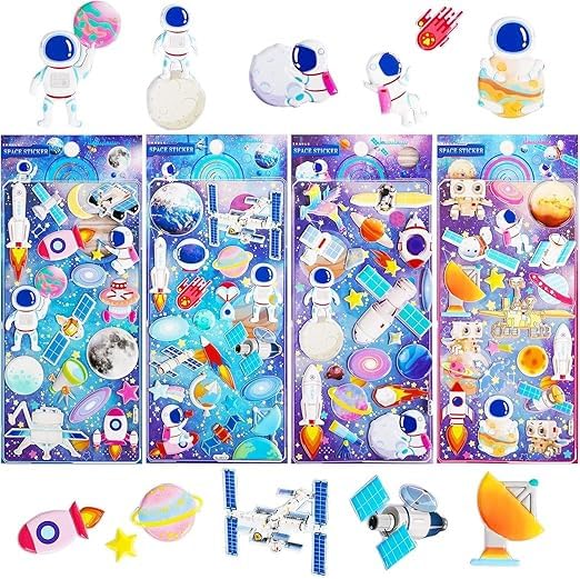 Cots and Cuddles 3D Puffy Stickers for Kids & Toddlers |50+ Space Stickers, 3D Stickers Space,Astronaut,Spaceship Scrap Book Decoration for Boys & Girls |Space Stickers, 4 Strap-image-43