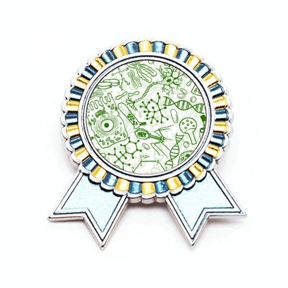 Broche microscope vert et cellules biologiques en métal taille M