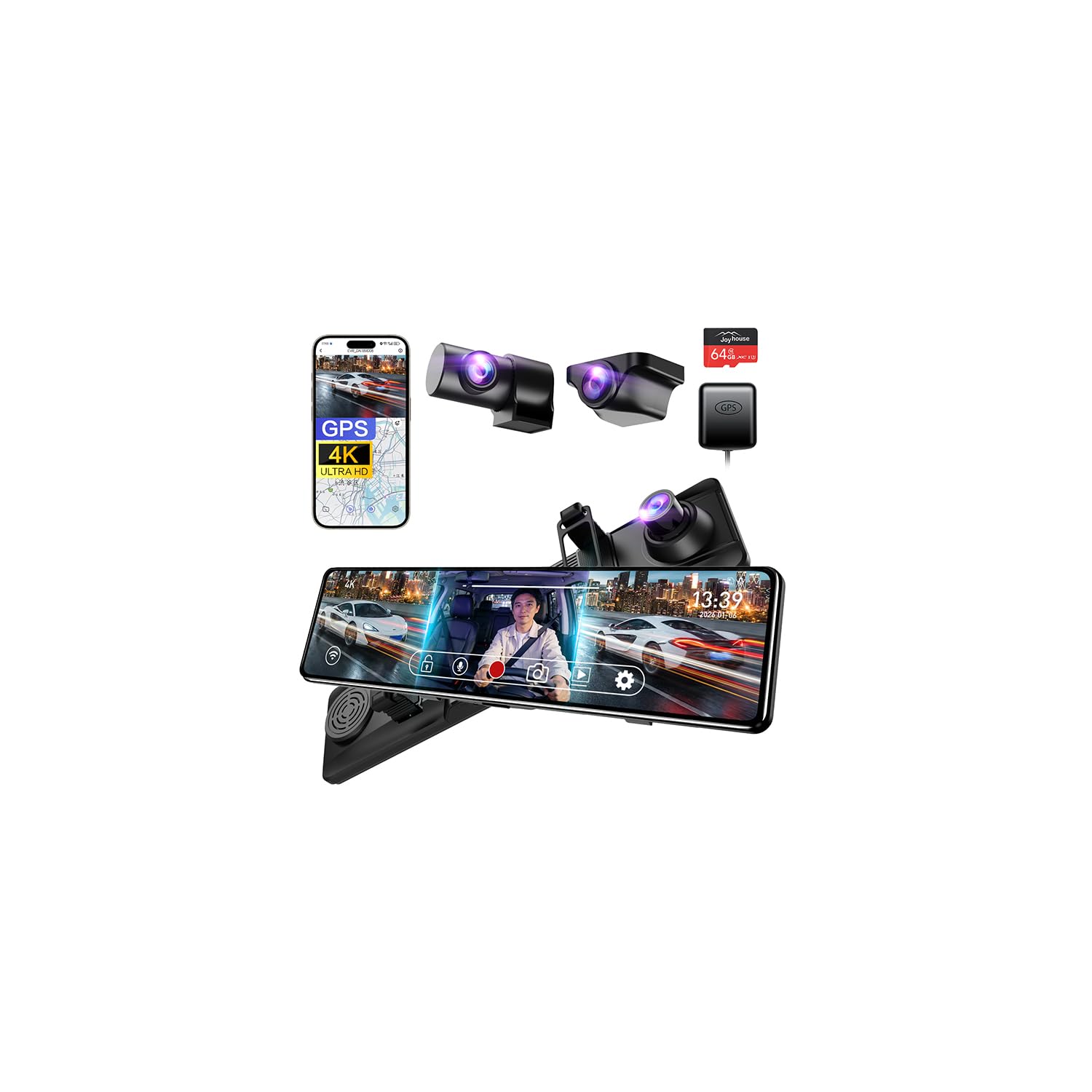 Amazon.co.jp: ドライブレコーダー ミラー型 3カメラ【4KHD画質・前後