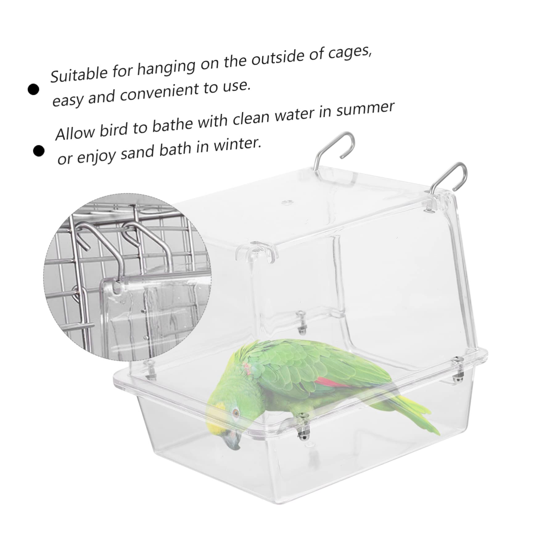 Yardwe Baignoire pour Oiseaux Suspendue en Acrylique pour Cage, Lavage
