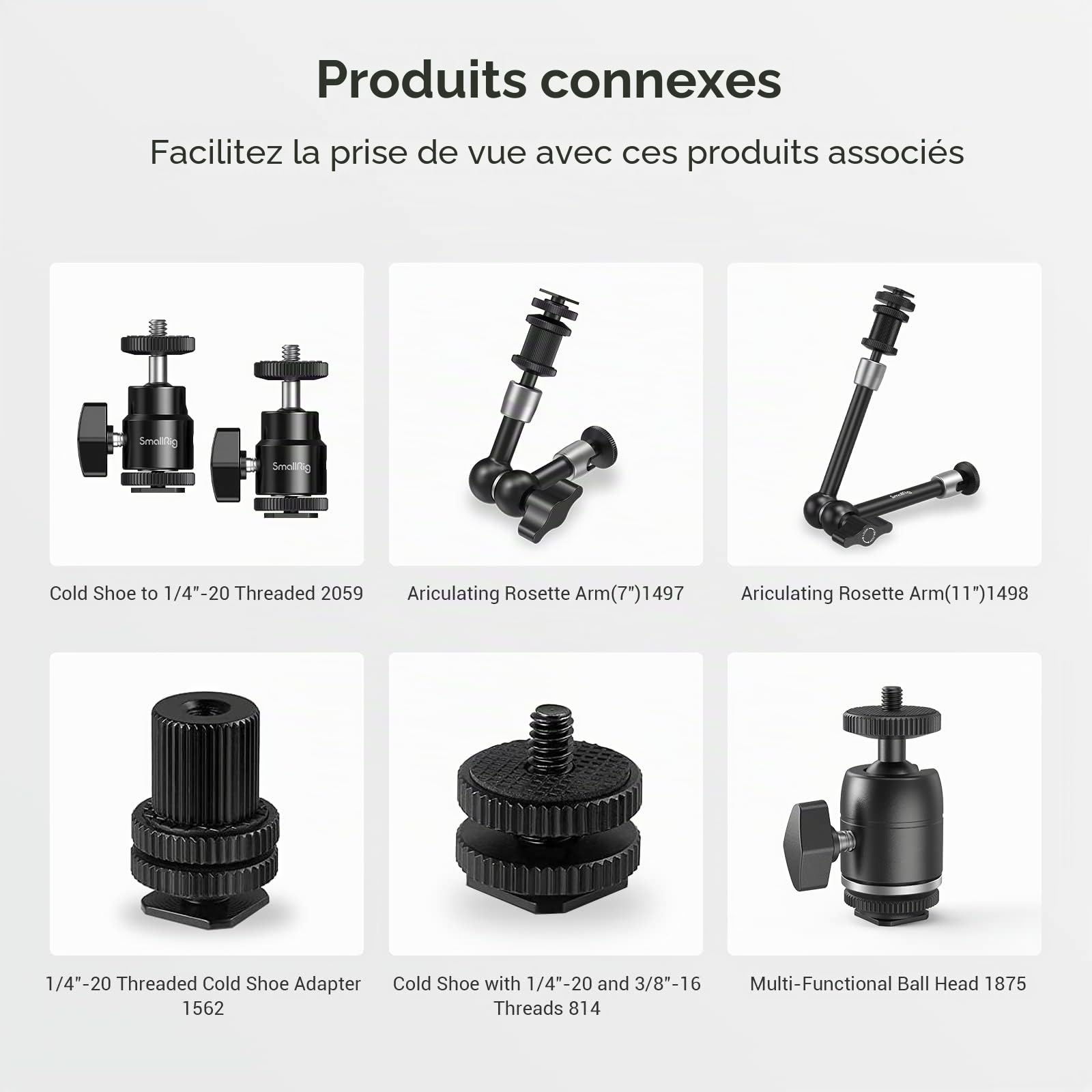 SMALLRIG Hot Shoe Mount Adaptateur Ball Head Mount Rotule Mini Moniteur Support avec Cold Shoe 761