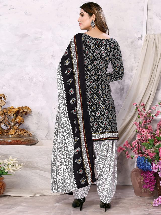 Satrani Women's Printed Poly Cotton Unstitched Dress Material (1215D1485N_Black4)