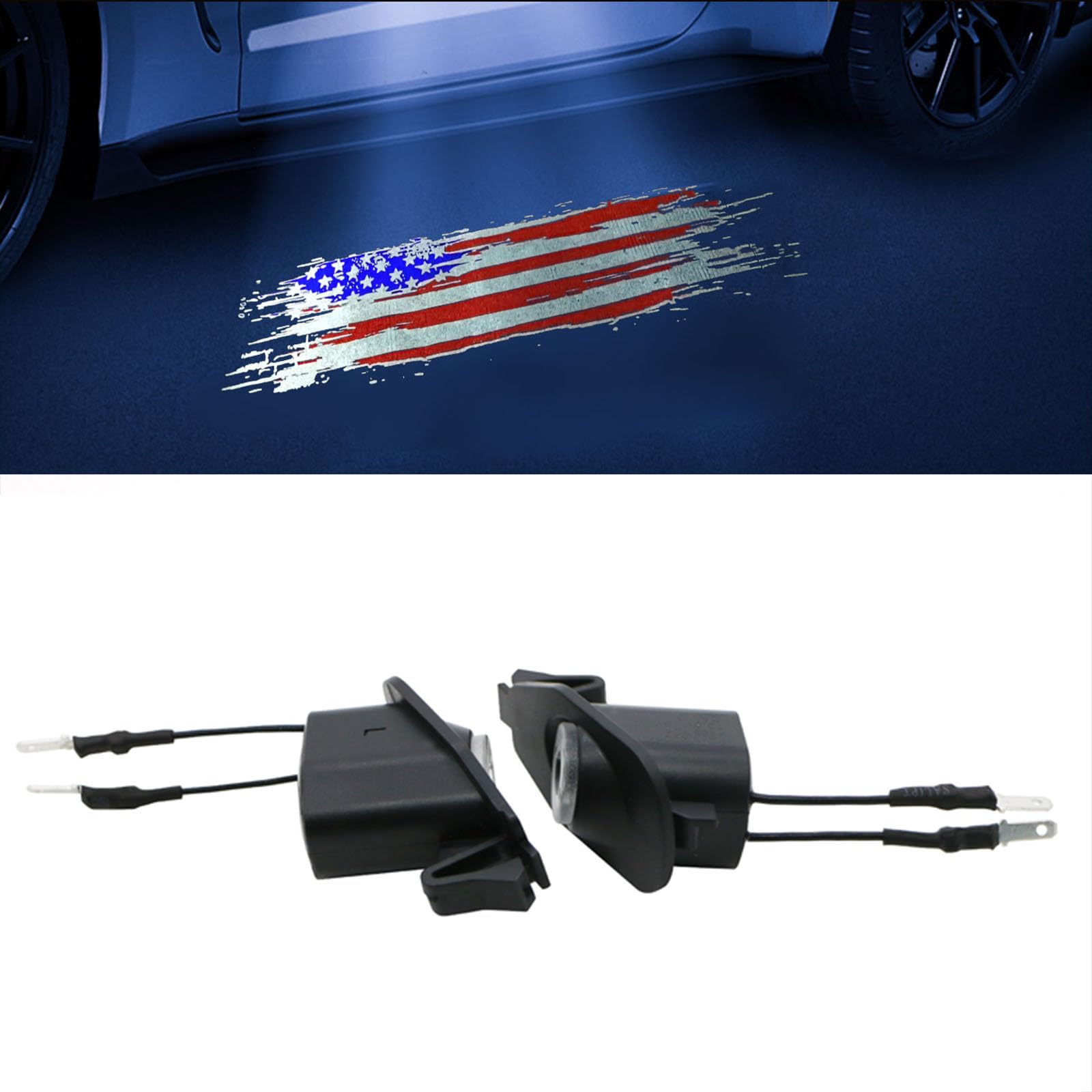 2Pcs Side Mirror Puddle Welcome Projector/Door/Floor Light Accessories Logo View Replacement Compatible with Mustang 2013-2024 LED HD & Never Fading