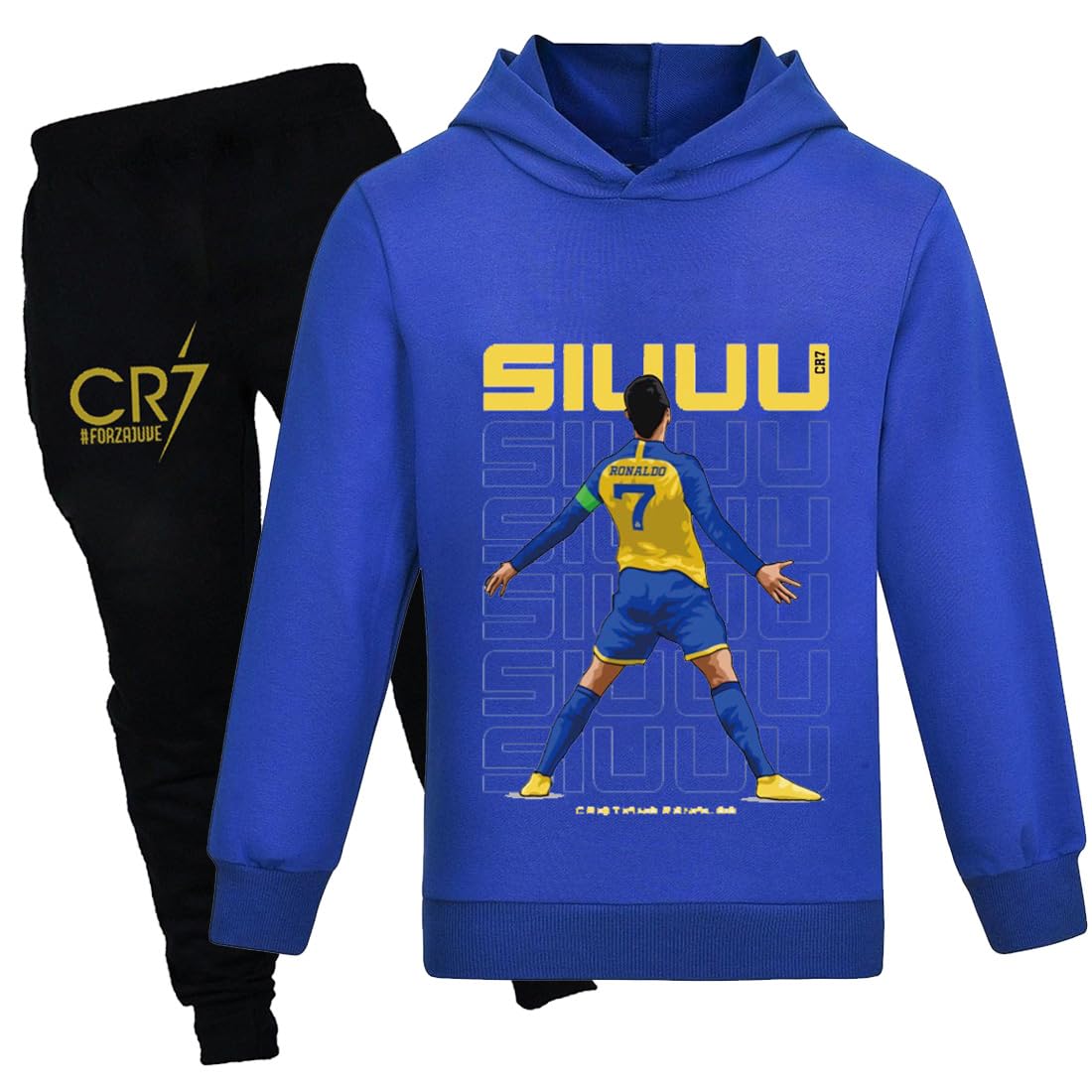 Survêtement pour enfants à capuche et pantalon de jogging 2 pièces pour garçons et filles - Imprimé football décontracté - Ensemble sweat à capuche et pantalon de jogging - 4 à 13 ans
