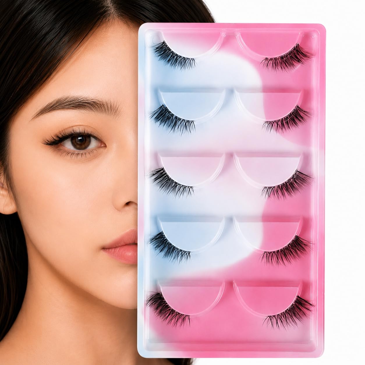 S.A.V.I Half False Eyelashes 5 Pairs Natural Wispy 18mm | Weightless Feel, Outer Corner Lashes, Reusable, Everyday & Party, Soft Band-picture-30