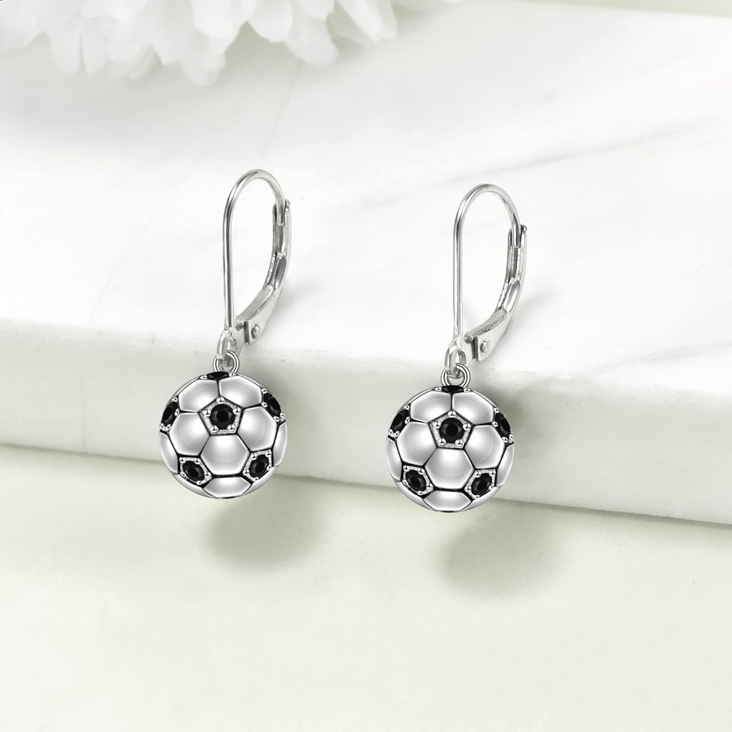 Soccer/Volleyball Earrings for Women Sterling Silver Ball Earrings Gifts Hypoallergenic (soccer) - Image 2