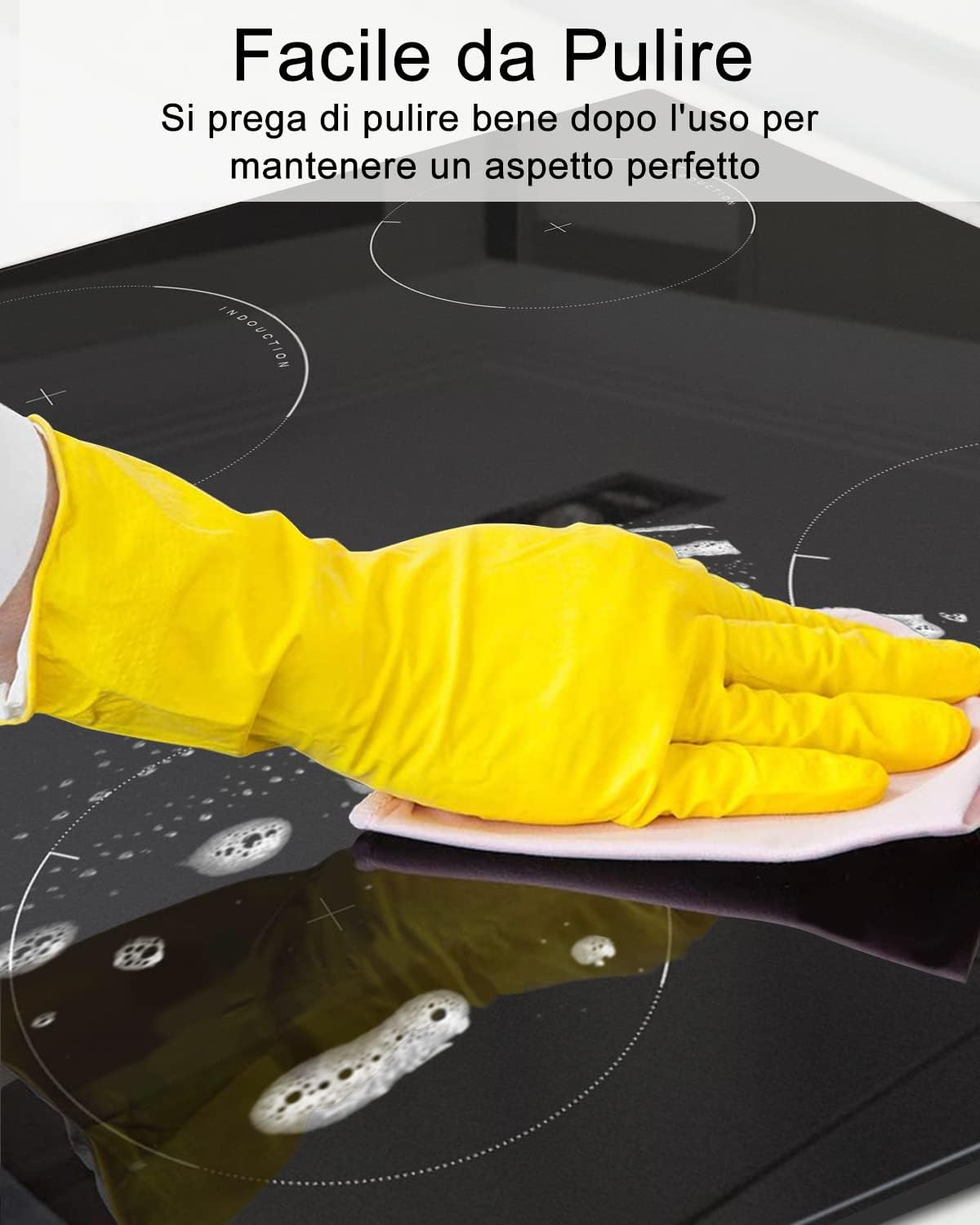 Piano cottura a induzione, 4 fuochi, L59 x P52 cm, 9 livelli di potenza, 6400 W, a incasso, nessuna spina inclusa, controllo touch, funzione pausa, timer, Hobsir Piano cottura a induzione, 4 fuochi, L59 x P52 cm, 9 livelli di potenza, 6400 W, a incasso, nessuna spina inclusa, controllo touch, funzione pausa, timer, Hobsir