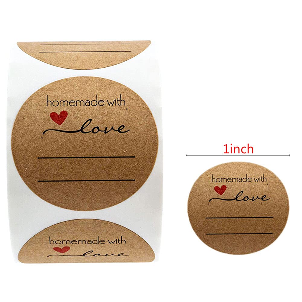 Wownect Brown Kraft Paper Labels Stickers Homemade With Love [1inch