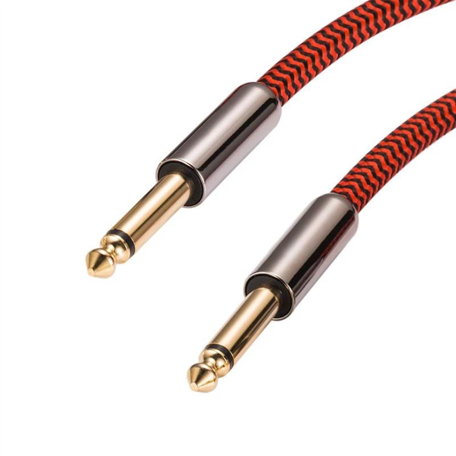Cables para instrumentos Cable De Instrumento De 6,35 A 6,35 Para Teclado Eléctrico Cable De Protección Para Guitarra Conector TS De 1/4 De Pulgada Macho A Macho(Red,3meter)