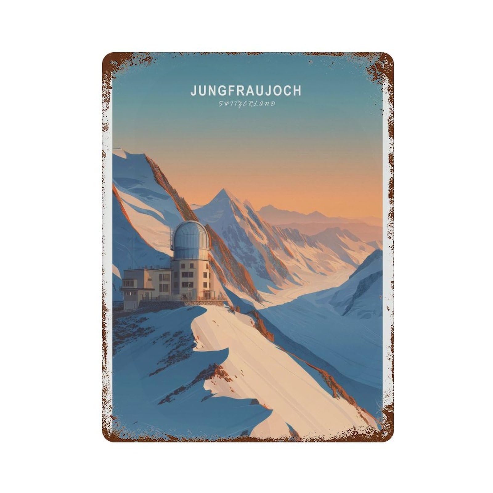 xiaoxiaoshen Jungfraujoch Switzerland Travel Swiss Alps Mountain Gift, Home Decor Wall Decor Art Metal Tin Poster Modern Home Decor Art Home Bar Shop Decorations Vintage Sign 40x30cm