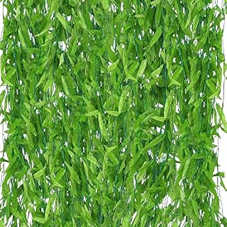 Belle Vous Fake Faux Silk Artificial Greenery Leaves Hanging Garland Plant Vines (50 Pack) - 1.79 Meters / 5.9 Feet - Garden Wall Vine Strands for Wedding Arch and Backdrop, Party, Home and Kitchen