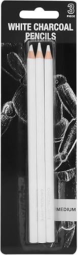 SIQITECHNO Lápices de carbón blanco, juego de dibujo, lápiz de resaltado, juego de dibujo de carbón, 3 piezas, lápices de dibujo blancos para