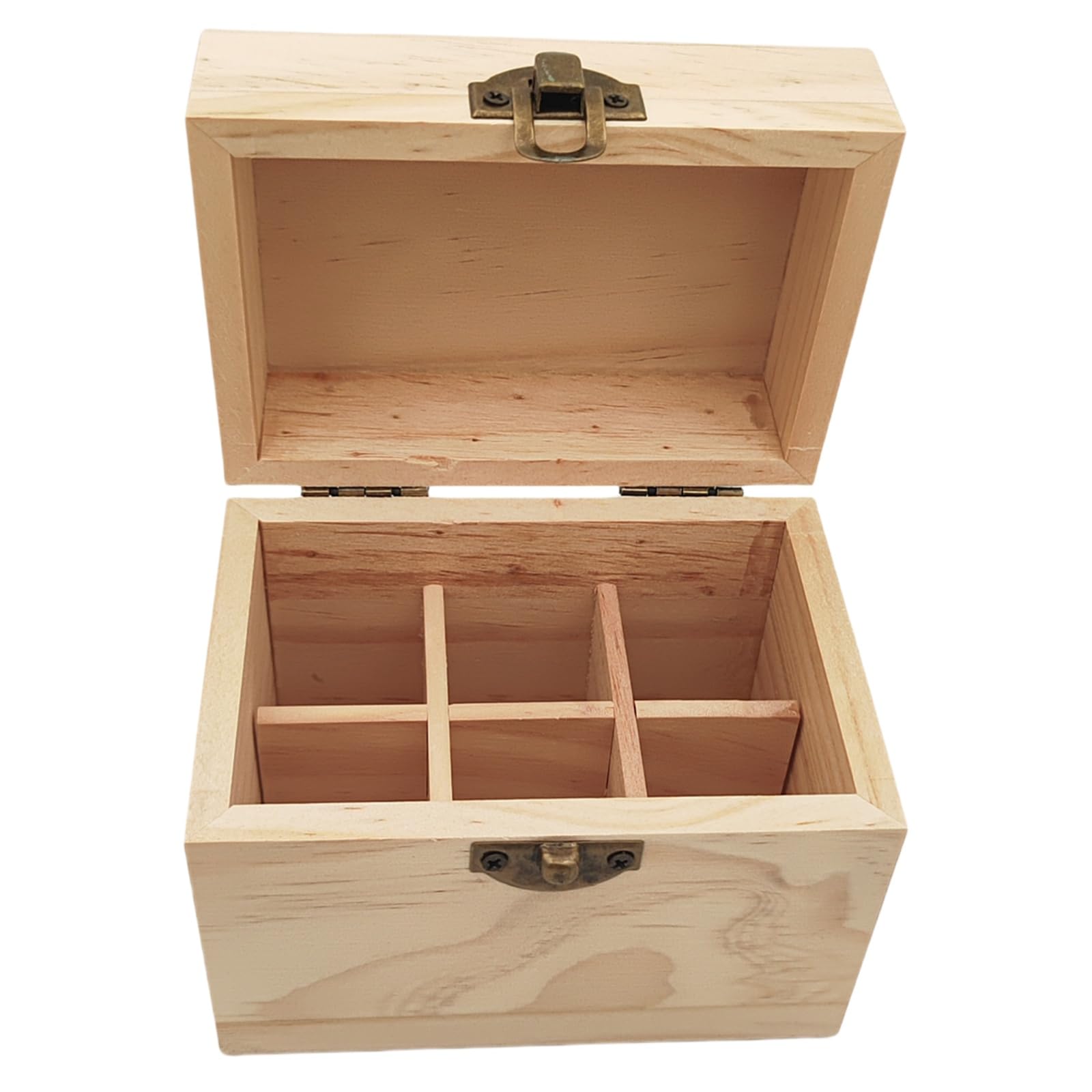 Anktily 6 Compartments Unfinished Wooden Storage Organizer Box with Lid, 11 x 7.5 x 9.5 cm Unpainted Wood Case Box for Small Keepsakes, Jewellery, Tea Bag Holder Case โ image 1