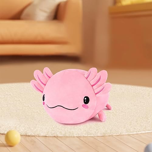 Miniatura 3 de Niuniu Daddy Peluche de ajolote de 19 pulgadas sin peso, juguete de peluche Kawaii rosa para niños, almohada suave y esponjosa para el cuerpo,