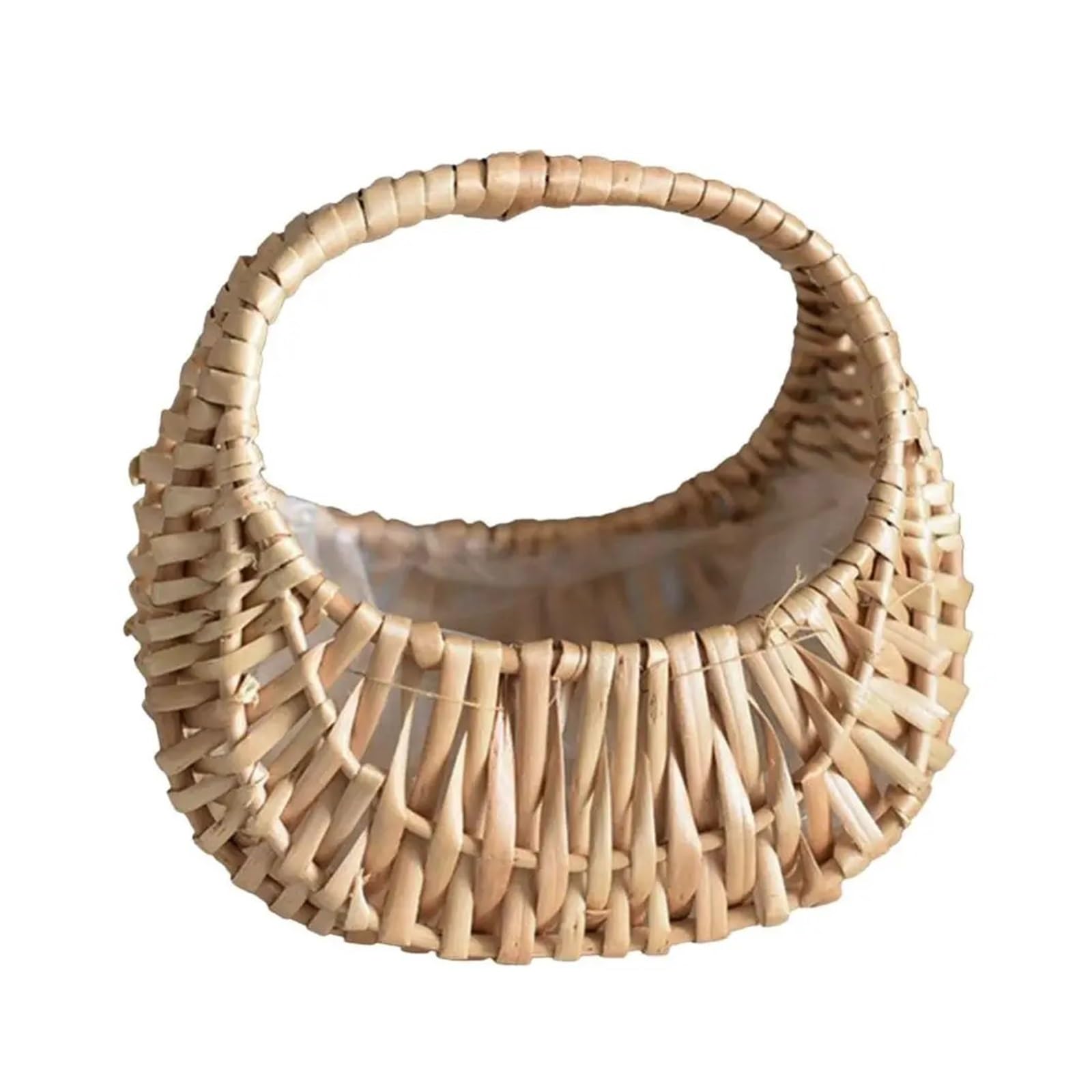 Hamper Basket Lower Arrangement Basket Half Moon Wicker Basket Woven Basket With Handle Wedding Flower Girl Baskets Sturdy Picnic Home Decro