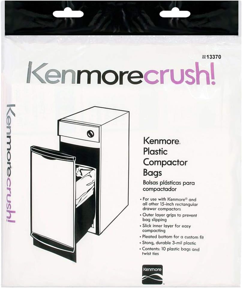 Heavy Duty Trash Compactor Bags - 60 Count - Fits All 15-inch Rectangular Drawer Compactors - Made in the USA