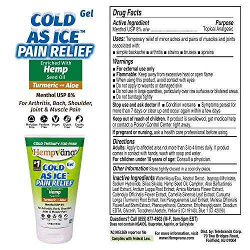 Hempvana Cold As Ice Pain Relief Gel, Fast-Acting Menthol Pain Gel w/Hemp Seed Extract, AS-SEEN-ON-TV, Cooling Arthritis Pain Relief, Non-Greasy - Thumbnail 7
