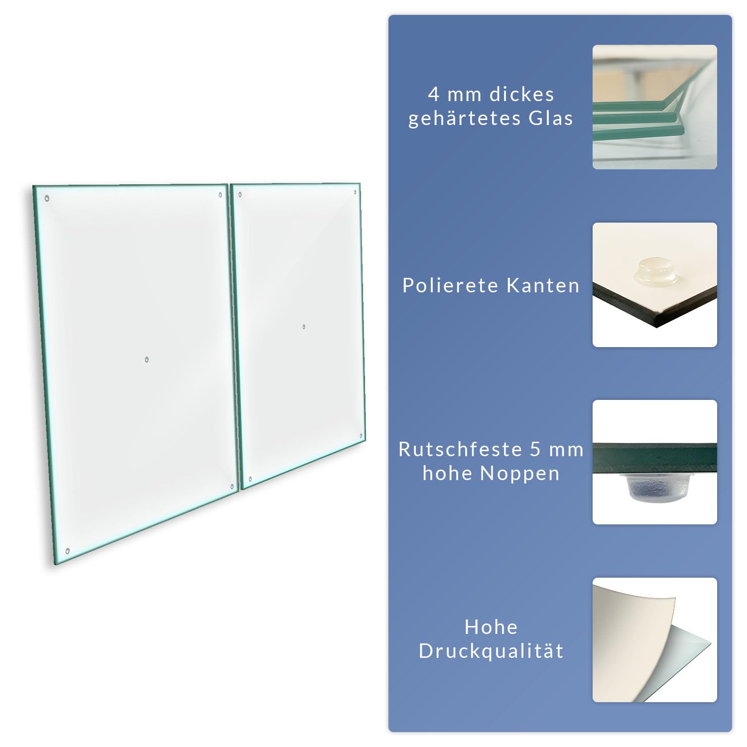 Herdabdeckplatte Abdeckung Ceranfeld Abdeckplatte Schneidebrett 2-Teilig 80x52 Durchsichtig Spritzschutz Glasplatte Ceranfeldabdeckung Schutz Herdschutz Sicherheitsglas Glasschneidebrett 2x40x52