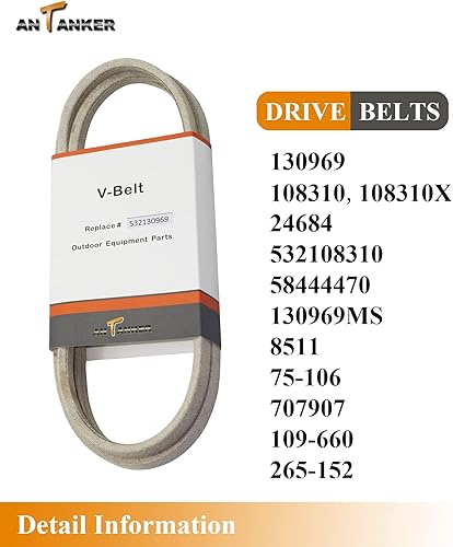 Miniatura 4 de 532130969 Correa trapezoidal para correa PoulanHusqvarnaCraftsmanAYP 130969, reemplaza 592855201, 584444701