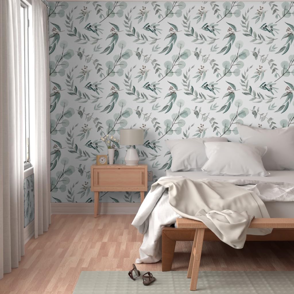 Commercial Grade Wallpaper 27ft x 2ft - Botanical Eucalyptus Australian Nature Traditional Wallpaper by Spoonflower