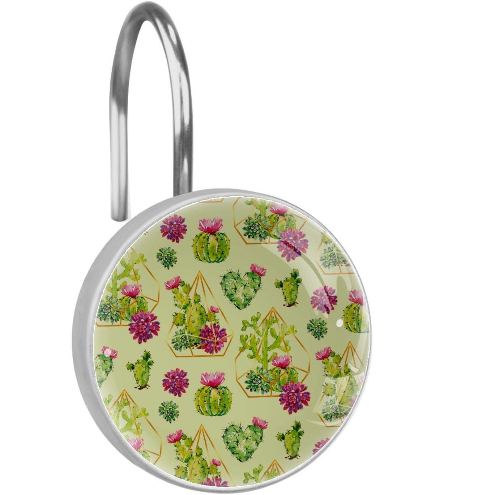 Crochets de rideau de douche cactus pour tringle de salle de bain