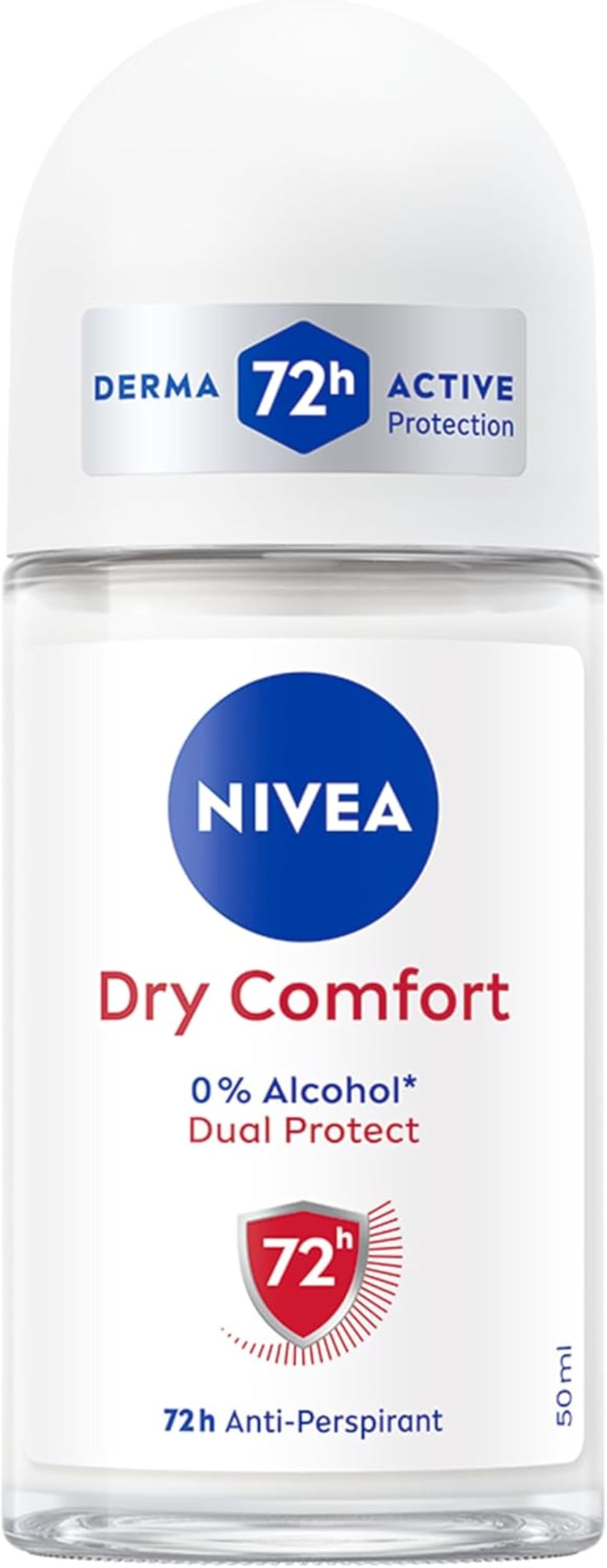 NIVEA Deodorante Roll on Dry Comfort 6 x 50 ml, Deodorante donna per una protezione sicura 72h, Deo roll on antitraspirante senza alcool e dermotestato per un'azione efficace ma delicata sulla pelle
