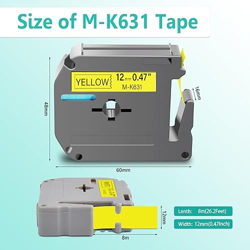 Vista 44 de GREENCYCLE Compatible con Brother M-K131 M-K231 M-K431 M-K431 M-K531 M-K631 M-K731 M-K731 Reemplazo de cinta de etiquetas para P Touch PT-70BM Blanco