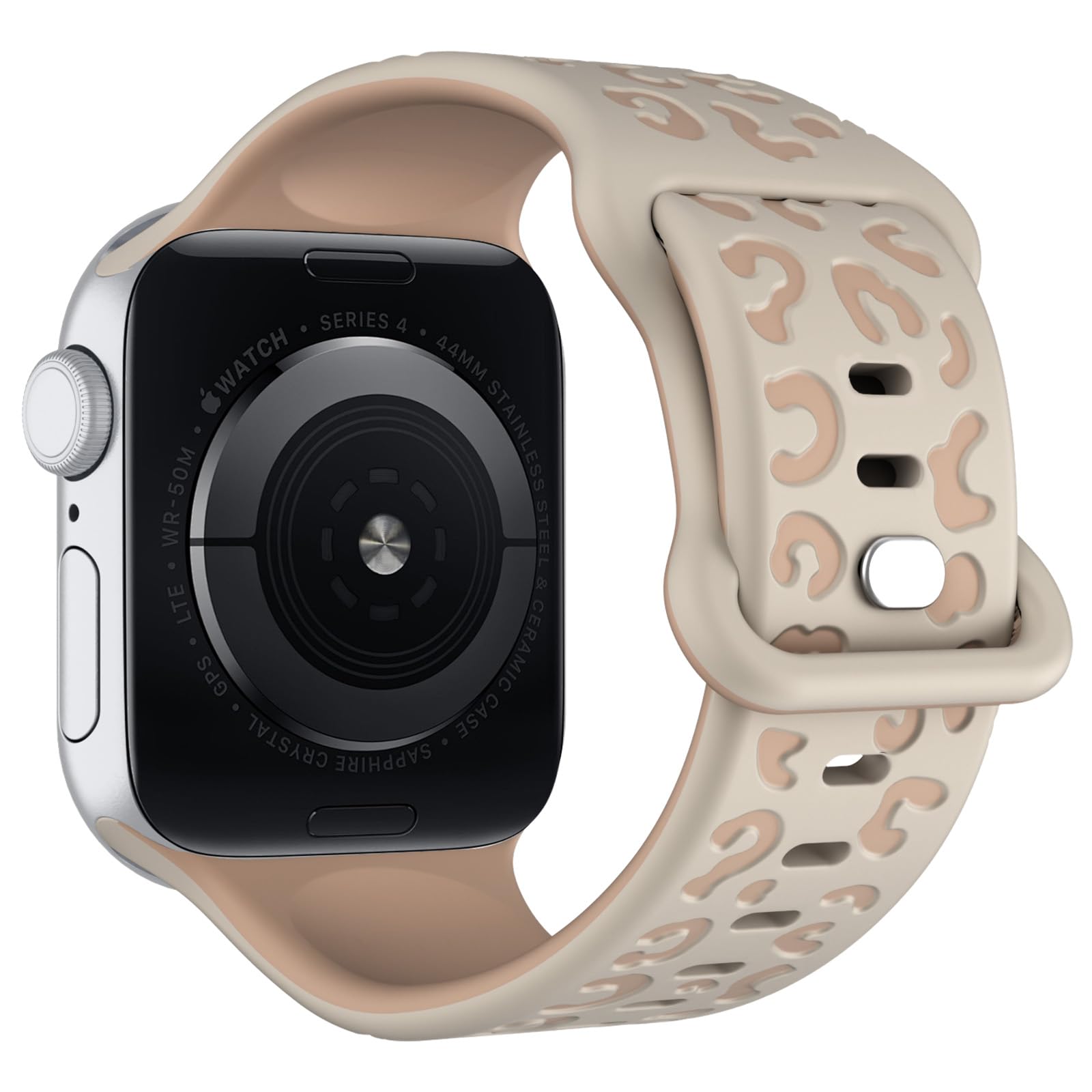 Leopard Engraved Band Compatible with Apple Watch Straps 38mm 40mm 42mm 44mm 45mm 46mm 49mm for Women, Silicone Sport Replacement Wristband for iWatch Series 11 10 9 8 7 6 5 4 3 2 1 SE Ultra — view 7