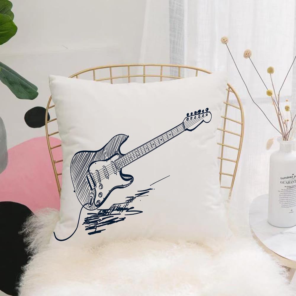 HYOSXW Cushion Cover,Throw Pillow Case Home Decorative for Living Room Bedroom Sofa Chair 16X16 Inch,hand drawn electric guitar on white,Pillowcase 40X40cm