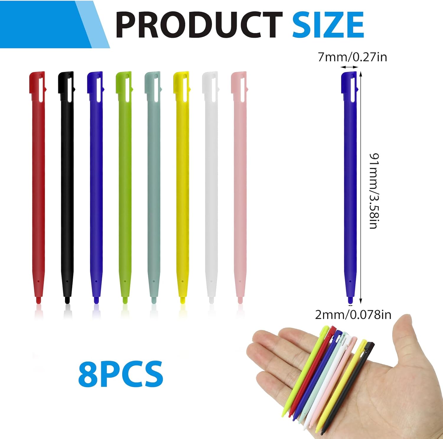 8 Colours Stylus Touch Pens Compatible with Nintendo 3DS XL, NDS, DS Lite, DSL, Plastic NDSL Stylus Set for Precise Navigation and Protection, Game Console Accessories
