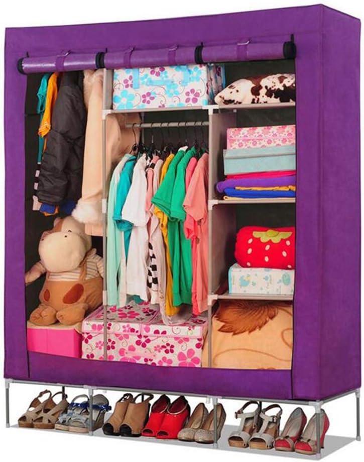 Cloth Wardrobe Clothes Closet, Portable Closet Wardrobe Storage Closet Standing Closet Fabric Cabinet Portable Wardrobe Organizer Storage,E_130X45X175CM