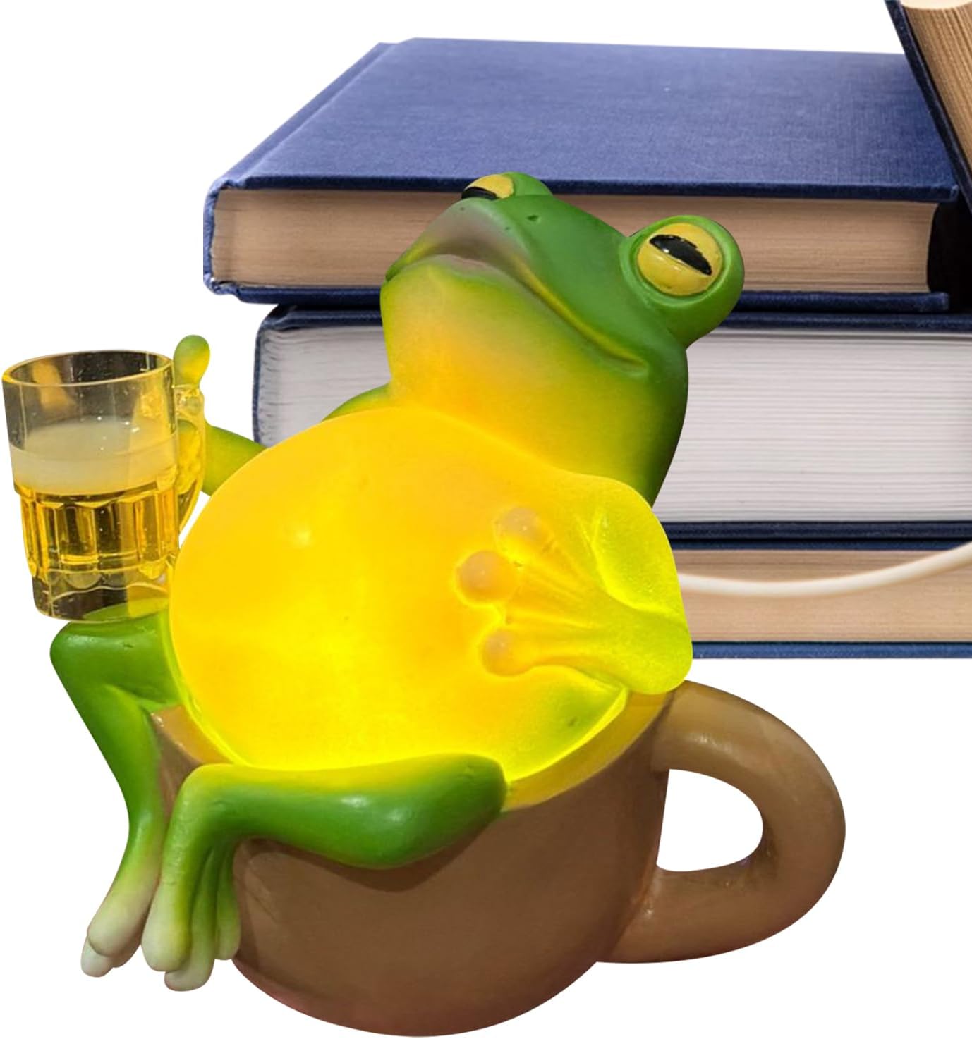 Frog Light - Drinking Beer Frog Decor Resin - Fun Night Light Animal Room Decor - for Kids Bedroom Bedside Nursery Home Indoor Christmas Birthday Holiday Party
