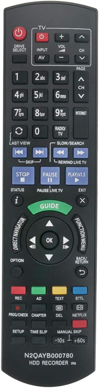 VINABTY N2QAYB000780 Sub N2QAYB000762 N2QAYB000469 Replacement Remote Control Fit for Panasonic HDD Receiver DMR-HW120EB DMR-PWT500EC DMR-PWT530EB DMR-HWT130 DMR-HWT230EB DMR-HW120EBK DMR-HWT130EB