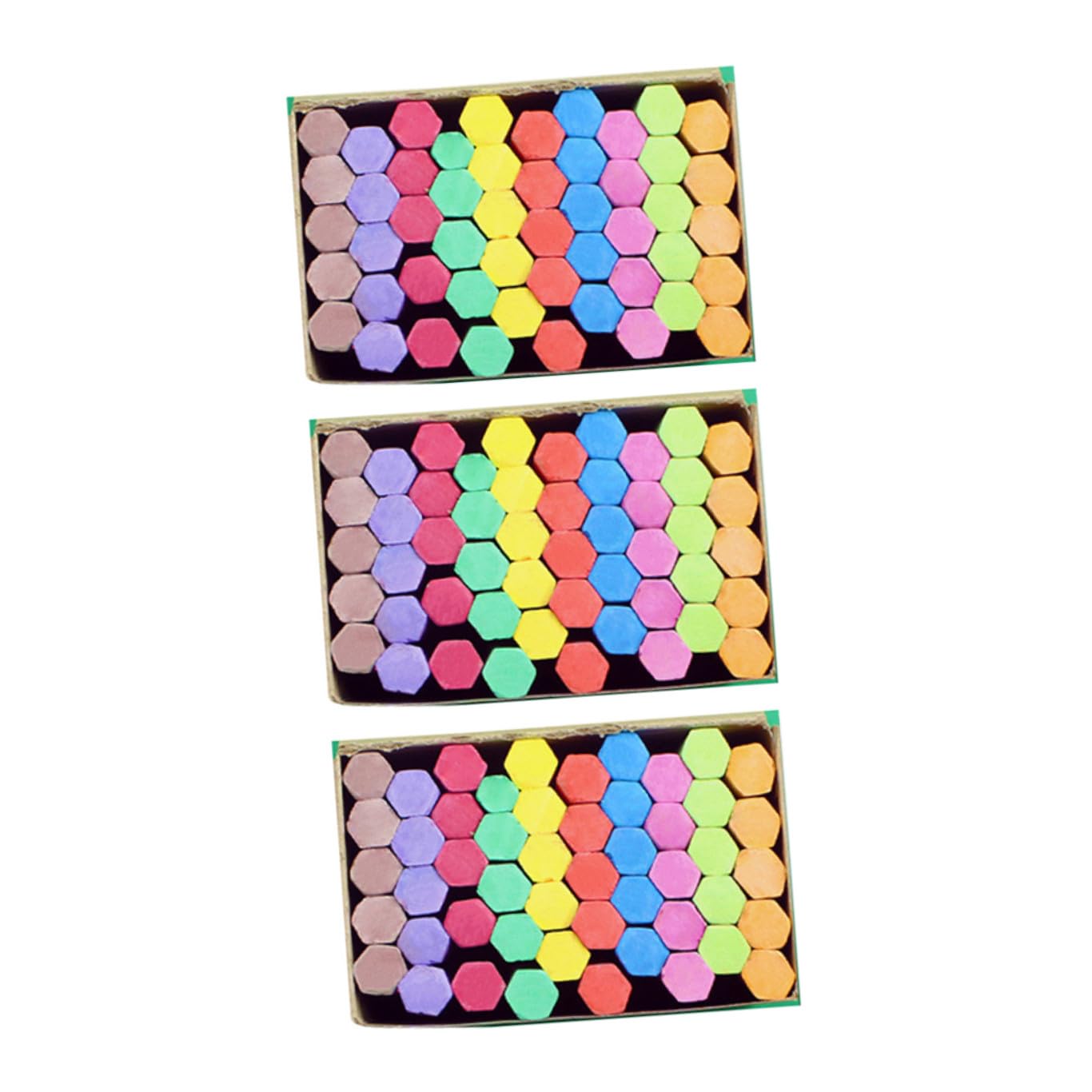 Housoutil Craies Colorées sans Poussière Écriture Lisse en Gypse 3 Boîtes Hexagonales pour Tableau Noir pour École et Maison