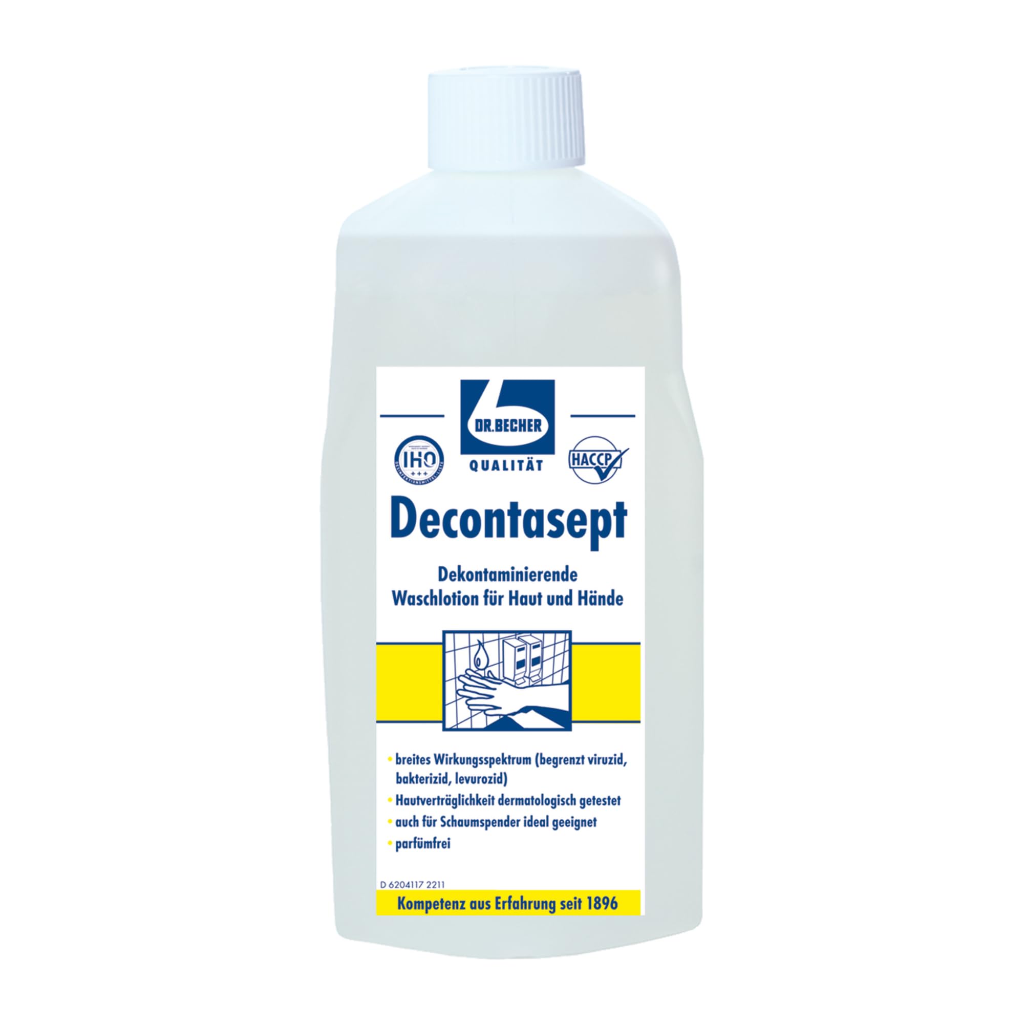 3x DR. BECHER Decontasept | Dekontaminationsmittel | Ganzkörperwaschung für Haut und Hände | in 1L Flasche | Hautverträglichkeit dermatologisch bestätigt | plus Gratis Thank You Aufkleber