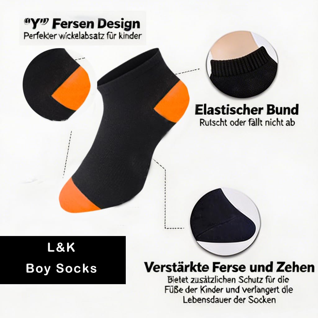 L&K-II Lot de 12 Chaussettes pour enfants chaussettes de sport coton motif football