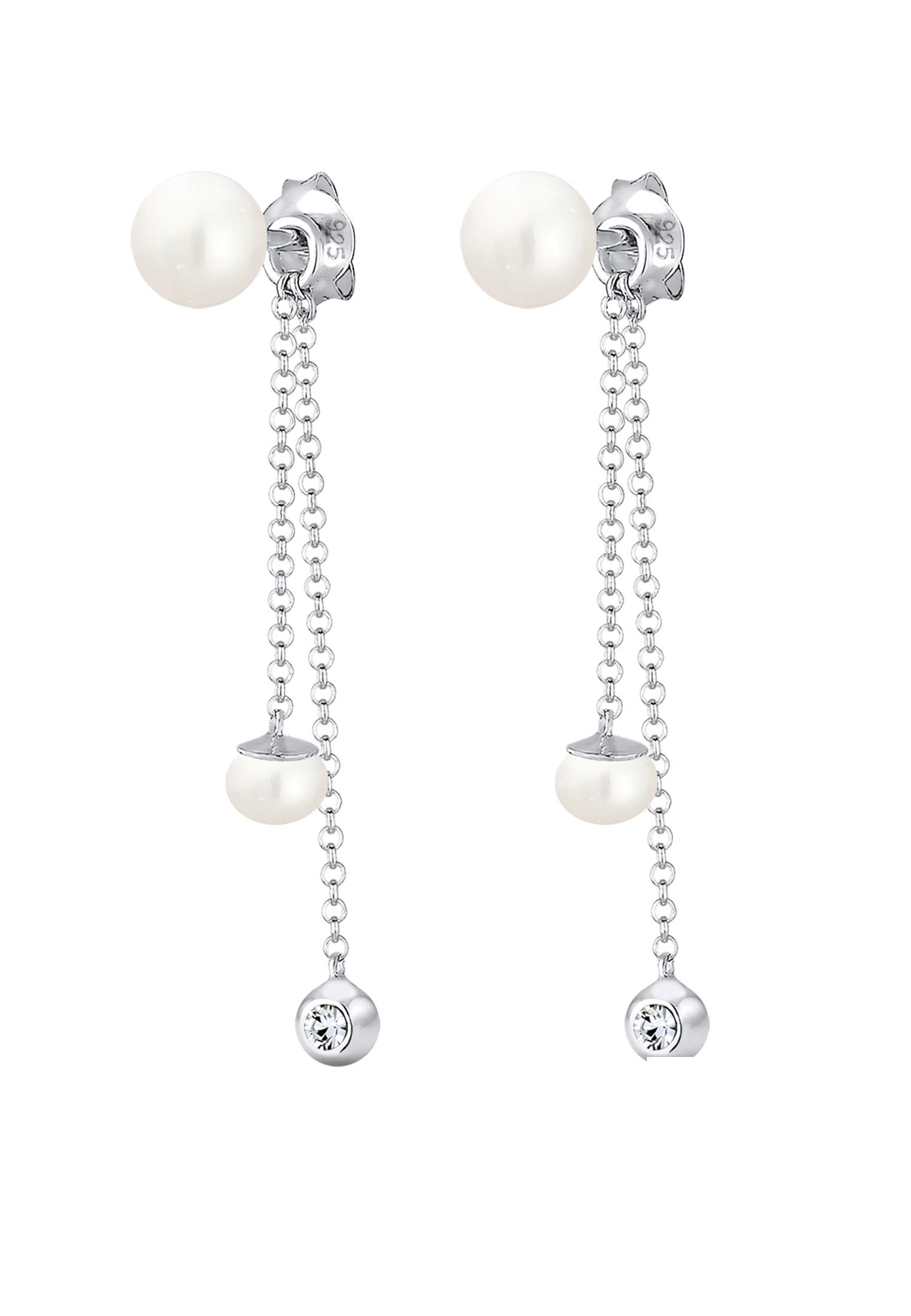 Elli Ohrringe Damen Ohrhänger Elegant mit Süßwasserperlen und Kristallen