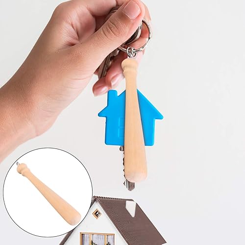 Miniatura 8 de EXCEART 50 Uds. Mini colgante de madera de bate de béisbol colgante creativo llavero colgante ornamento colgante regalo para fanáticos del deporte,