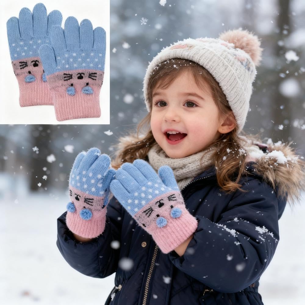 ANKOMINA Women Men Winter Touch Screen Gloves Cat Warm Knit Texting Gloves Touchscreen Mittens - Image 5