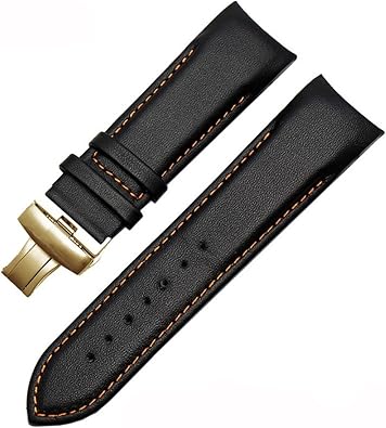 SUNJIA 22mm 23mm 24mm Genuine Leather Curved End Watchband Compatible With Tissot Watch Belt 1853 COUTURIER T035627A T035407A T035439 Mens Strap