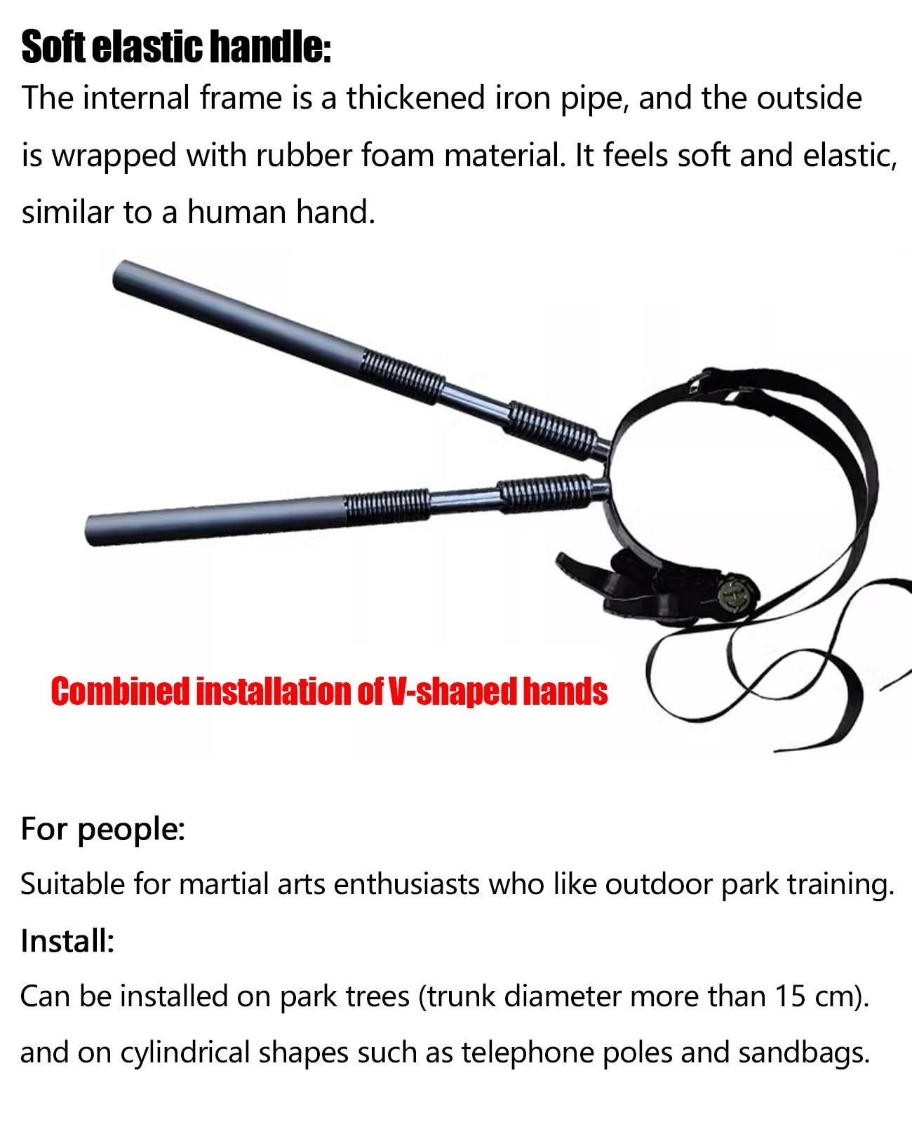 DYK&NX Mannequin de Bois Wing Chun, Bras à Ressort Wing Chun Entraînement De Kung-Fu, Groupé en Plein air au Tai Chi Stick, Ensemble de 3 Pièces, pour Arbre Ou Objet Dur (Color : 1 Spring Hand)