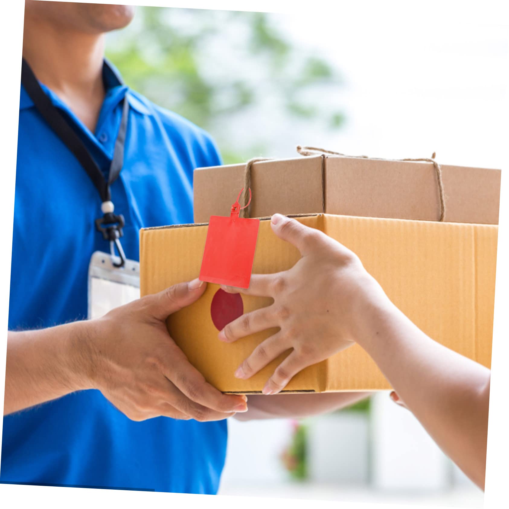 Fascette per Cavi Etichetta Rosse 100 Pezzi in Plastica | Formato Compatto e Portatile, Facile da Bloccare, per Logistica Espressa e Abiti, Uso in Centri Commerciali e Uffici