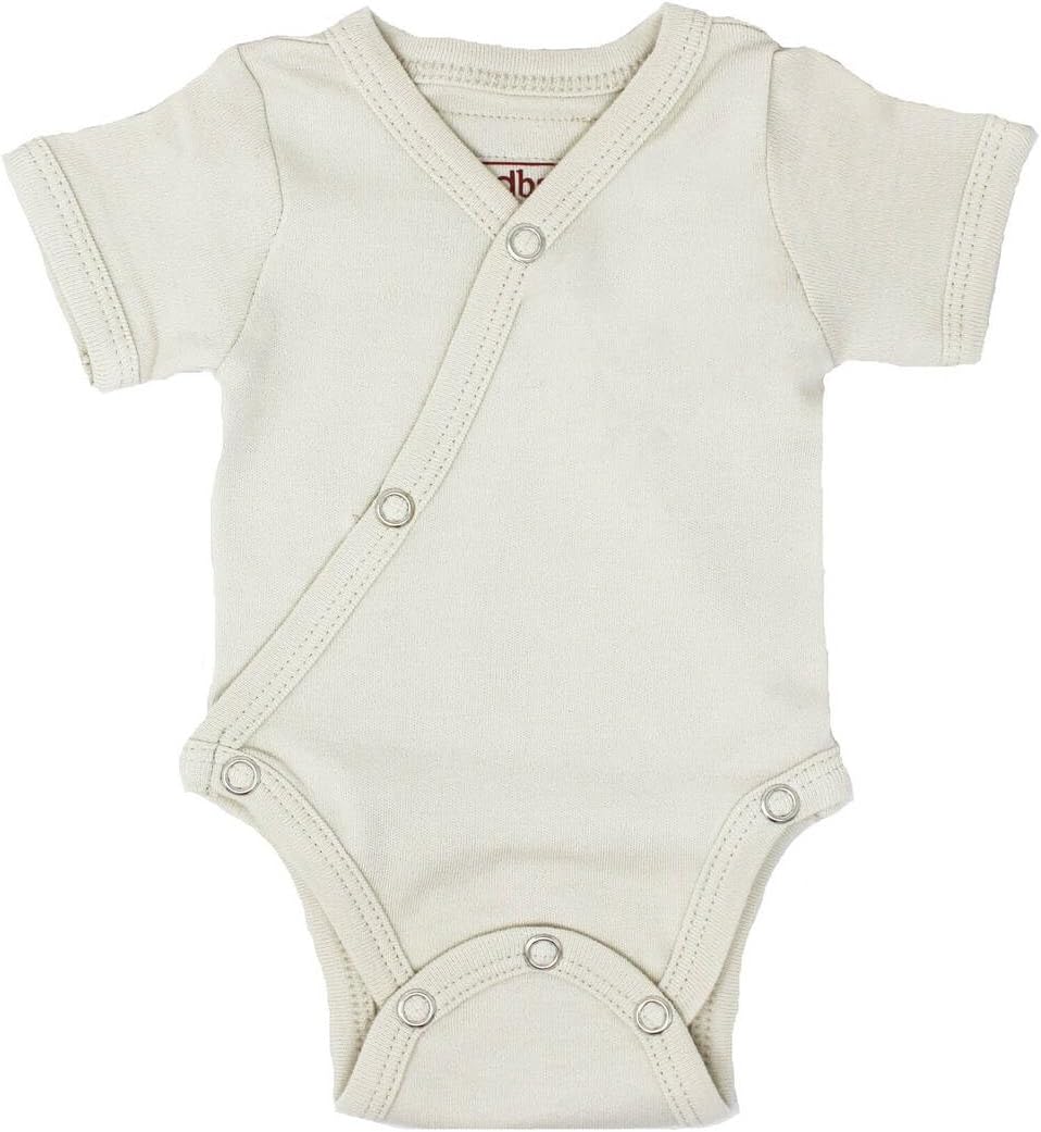 L'ovedbaby Unisex Baby Organic Cotton Short Sleeve Kimono Bodysuit, GOTS Certified, Snap Wrap Onesie for Newborns & Infants