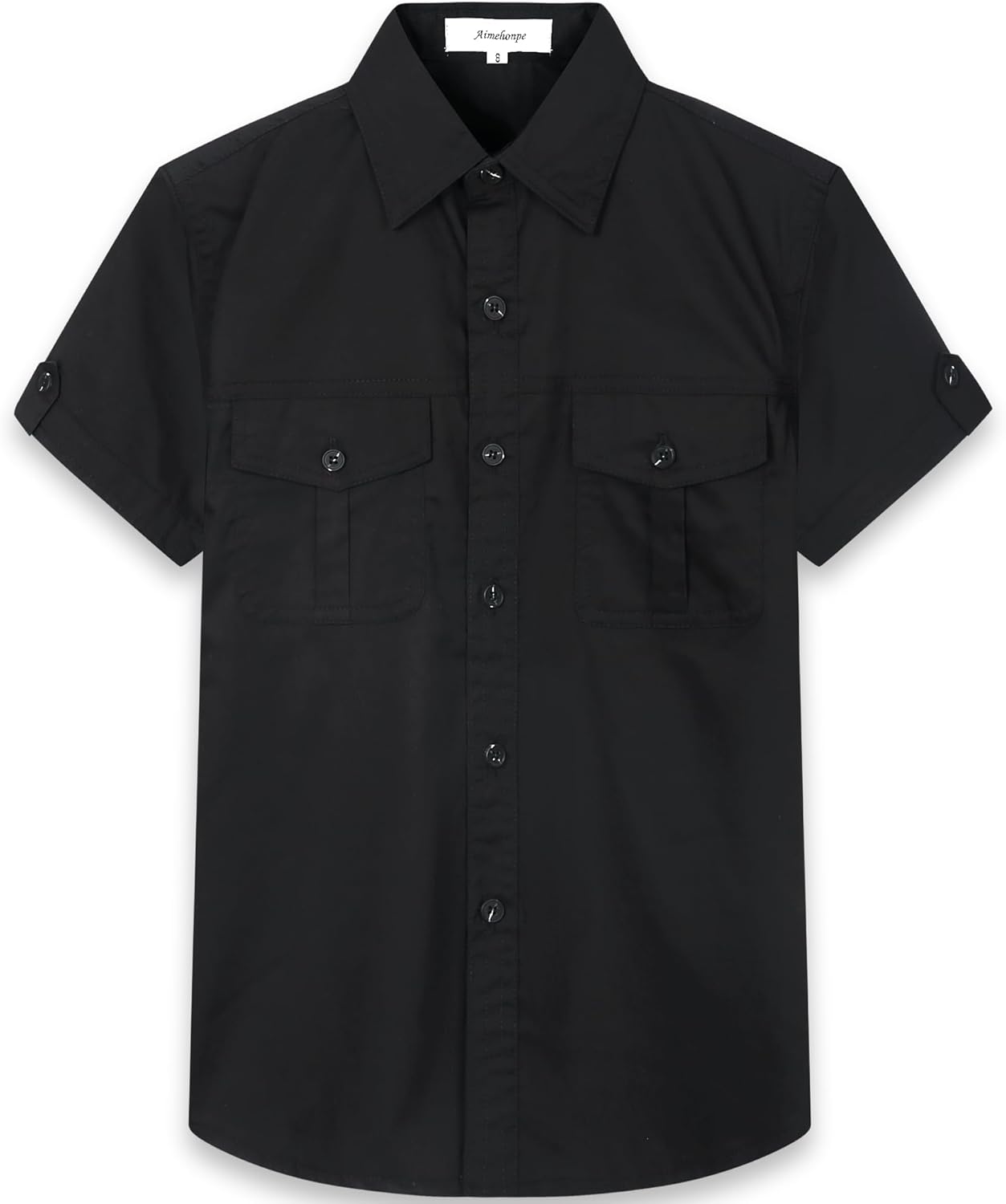 Big Boys & Mens Dress Shirts Western Button Down Short Sleeve Classic Woven Shirt with Two Pockets